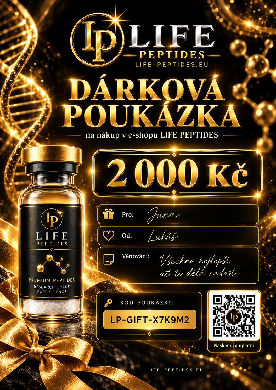 Dárková poukázka LIFE PEPTIDES